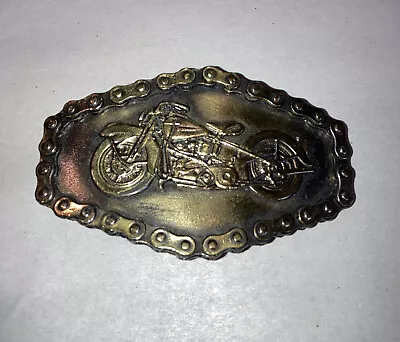 Vintage 1976 Motorcycle Belt Buckle Chain Logo 613 Great American Buckle Co • $11.99