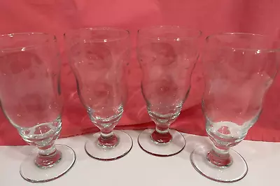 Set Of 4 Vintage Princess House Heritage  Etched Milkshake Parfait Glasses 7  • $12.99