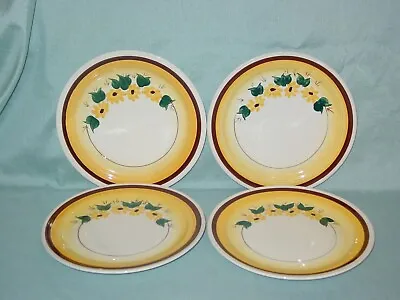 Vintage Vernonware Hand Painted Black Eyed Susan 9 1/2 Inch Plates Lot Of 4 • $18.99