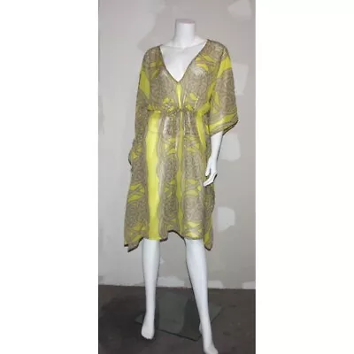 ECHO Women's Yellow & Brown Caftan Cover Up 1 Size • $8.99