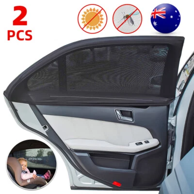 $18.52 • Buy 2x Universal Sun Shades Rear Side Seat Car Window Net Baby Kids 100% Protection