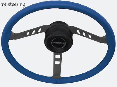 Fits  Mg Tf Midget 53-55 Real Blue Italian Leather Steering Wheel Cover Quality • $34.60