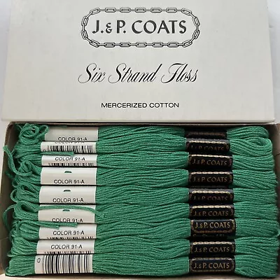 J&P Coats Embroidery Floss #91-A Isle Green Box Of 24 New • $7.99