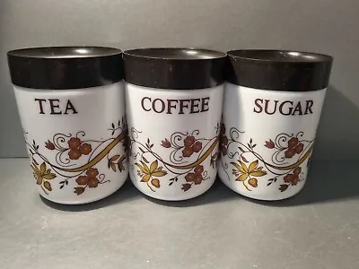 Italian Vintage 70’s Canisters Made In Italy Milk Glass Tea Coffee Sugar • £19.99