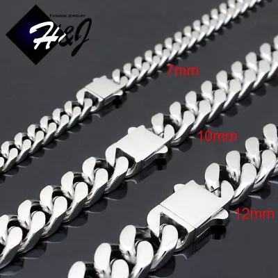 16 -40 MEN Stainless Steel 7/10/12mm Silver Miami Cuban Curb Chain Necklace*N166 • $31.99