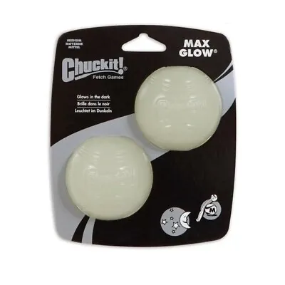 £14.99 • Buy Chuckit MAX GLOW 2 Pack Medium - Ball Dog Puppy Light Fetch