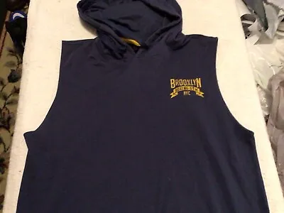 Mens Brooklyn Boxing Gym NYC Sleeveless Hoodie XL  Grayish Blue Hooded T Shirt • $23.75