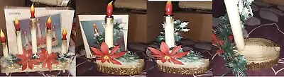 Vintage UNION Log Electric Christmas Candelabra Three Lights Candle Plus 3 Singl • $125