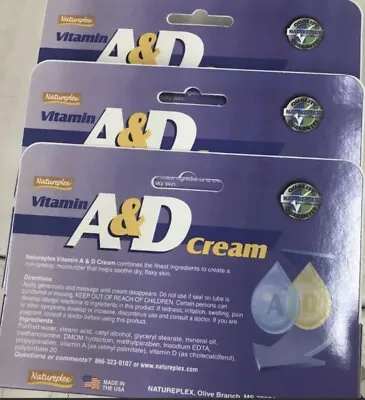 (3 Pack) Vitamin A&D Cream Ointment For Diaper Rash And Skin Irritations Ex 1/24 • $14.95