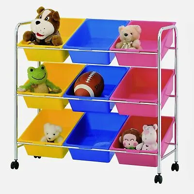 9-Bin Storage Cart Trolley Car Drawers Holders Tray With Wheels Shelf • £61.95