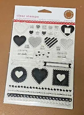 Martha Stewart Valentine Clear  Cling Stamps Hearts Borders NEW • $10.95