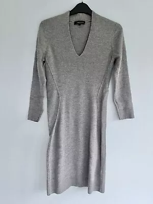 Jaeger Grey 100% Wool Bodycon Knit Pencil Dress Size S (UK 8-10) • £15