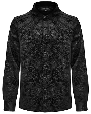 Punk Rave Mens Gothic Aristocrat Embossed Velvet Paisley Shirt • £74.99
