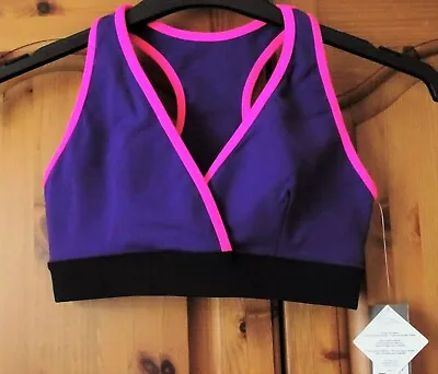 Zumba Keep On Glowing Reversible V Bra Top  M  Purple / Neon Pink • £23