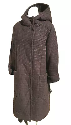 VINTAGE 1970 Vuokko Finnish Artist Designer Brown Black Cotton Suomi Coat Size L • $495