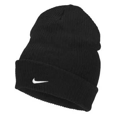 Nike Sportswear Utility Swoosh Cuffed Beanie Black/White Logo FREE SHIPPING • $34.95