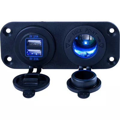 Sea-Dog 426505-1 Double USB & Power Socket Panel For Marine & Boating • $32.44