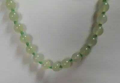 Vintage Hand Knotted Jade Glass Necklace 22” Long • $85