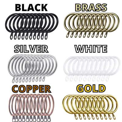 Metal Curtain Rings Hanging Hooks For Curtains Rods Pole Heavy Duty Rings • £1.99