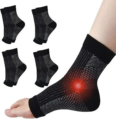 £10.99 • Buy 4 PAIR Compression Foot Sleeves Neuro Socks Arthritis Sprained Pain Relief UK