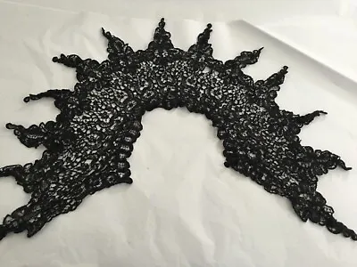 Amazing Antique Victorian Mourning Fringe Lace Neckline Trim Collar • £15.99