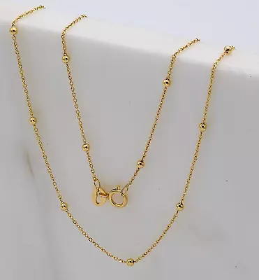 Genuine 9ct Yellow Gold 1mm Round Ball Bead Chain 16  18  20  22  24  • £74.90