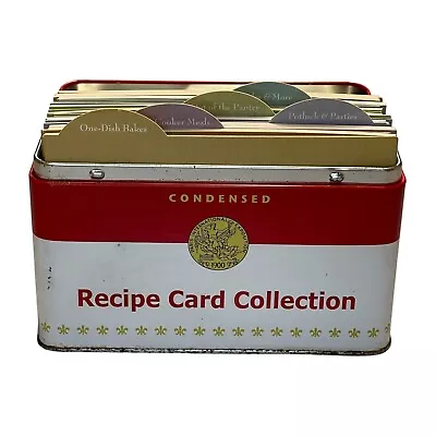 Vintage Campbell's White & Red Soups Recipes Card Collection Holder Tin Box • $23.99