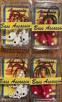 Assassin Jighead 1/4 Ounce Red+white Bass Jighead Rigs-16 Pcs.-new In Package  • $7