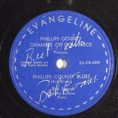 $8 • Buy Blues 78 BOB EVANS Phillips County Blues EVANGELINE V+ Autograph HEAR 415