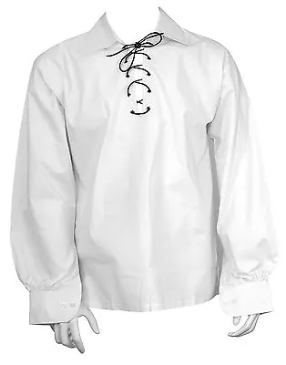 $19.99 • Buy White Men's Scottish Jacobite Ghillie Kilt Shirt Highlad Kilt Shirt -  XS TO 5XL