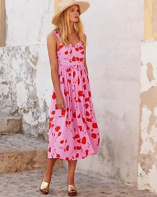 MISTER ZIMI Ruby Midi Dress In Hustle Pink Floral Pattern Day Tea Size 6 • $149