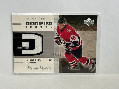 Marian Hossa 2002-03 Upper Deck Rookie Update Dignified Jersey # DHO 197/299 • $8