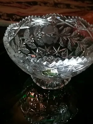 Zajecar Crystal Bowl Candy Dish Roses Motive Yugoslavia  • $18