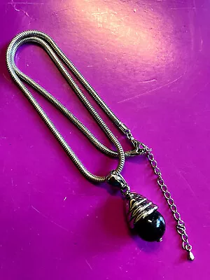 Black Acorn Pendant Necklace On A Silver Plated Snake Chain • £17.50