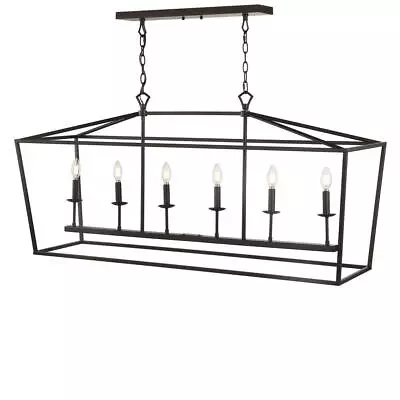 JONATHAN Y Pagoda 49 In. 6-Bulb Oil Rubbed Bronze Lantern Metal LED Pendant • $145.99