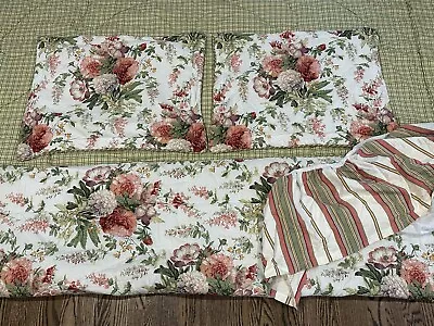 5 Pieces Comforter Set Full/Queen Flowered Quilted Set Reversible Pink Green • $49.99