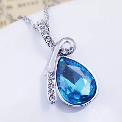 925 Sterling Silver Angel Water Drop Pendant Chain Necklace Womens Jewellery New • £3.47