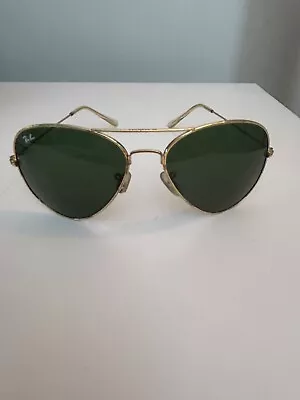 Ray Ban Aviator Sunglasses Gold Green Lens Medium Size Good Condition  • $80
