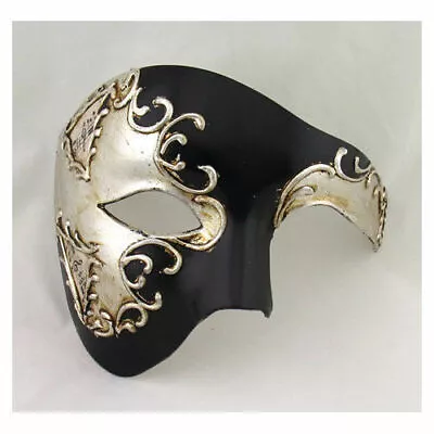 Silver Musical Black Venetian Half Masquerade Mask Phantom Design Costume Mask • $17