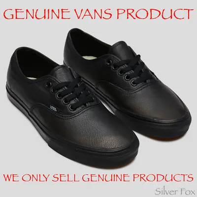 Vans Authentic Leather Black Mono Mens School Shoes Sneakers Runners New • $74.95