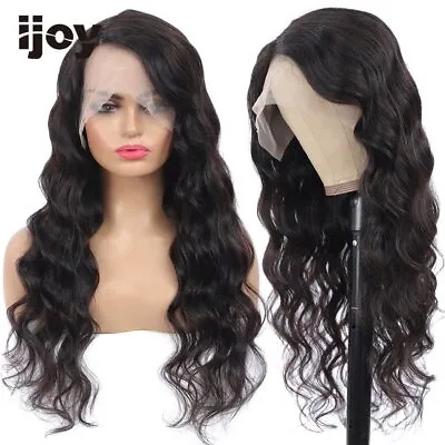 Side Part Lace Front Wig Loose Wave Natural Black Long Brazilian Human Hair Wigs • $149.01