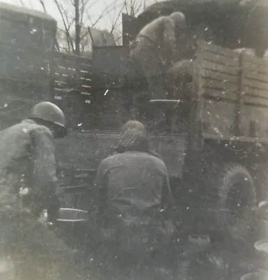 78th Infantry WW2 U.S. Army Soldiers By Truck Vintage PHOTO ~ Velox Paper  • $7.95