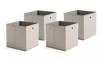 Habitat Set Of 4 Woven Linen Squares Cube Boxes Collapsible/Flat Pack - Grey • £15.19