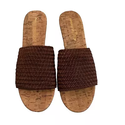 Montego Bay Club Womens Size 11  Cork 4   Wedge Open Toe Brown Woven Sandals • $16.95