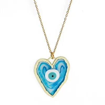 Gold Stainless Steel Evil Eye Necklace Hamsa Pendant Hamsa Beautiful Women UK • £4.99