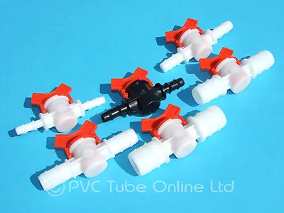 Inline Tap Connector Barbed PVC Hose/Tube Plastic Shut Off Valve Garden Boat DIY • £6.45