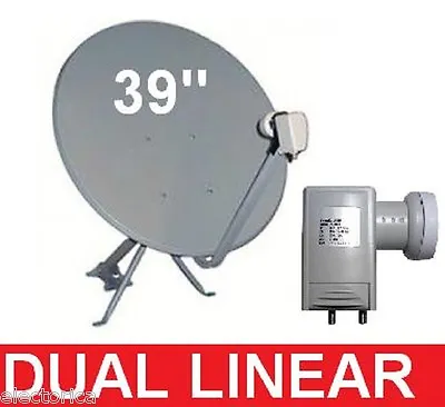 39   High Gain Ku Band Satellite Fta Dish + Quad Linear Free To Air Lnb 97 W 95 • $184.99