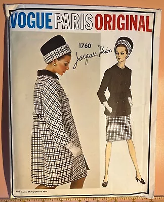 Rare 1967 Vtg VOGUE Paris Pattern #1760 JACQUES HEIM Suit & Coat Size 16 UC FF • $75