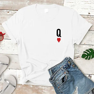 £10.99 • Buy Queen Hearts Womens T-Shirt Pocket Design Heart Summer Fashion Ladies Tee Top