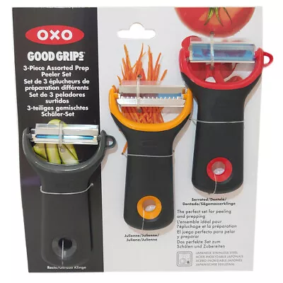 OXO Good Grips Vegetable Peeler 3-Piece Prep Set Assorted Julienne • £18.10